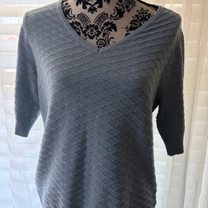 Ella Moss V-Neck Textured Sweater - Light Gray